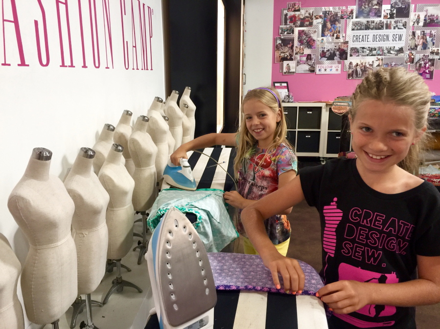 Young sewers go through designing, measuring and sewing their own creations at Fashion Camp — Create. Design. Sew. in Tustin, Calif. Roughly 800 kids are attending camp this summer. (Fashion Camp — Create. Design.