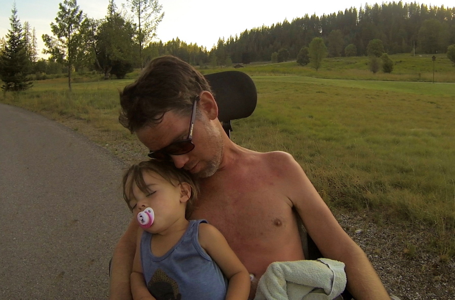 Former NFL player Steve Gleason appears with his son, Rivers, in the documentary &quot;Gleason.&quot; (Open Road Films)