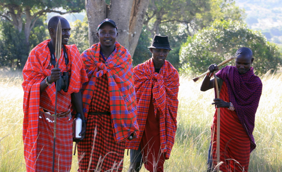 Members of Kenya&#039;s Maasai tribe on a training mission March 5 in Kenya&#039;s Maasai Mara region. They were participating in a program to brush up on their skills as safari guides. The program also allows tourists to learn alongside them so that they&#039;re not just riding along for photo opportunities, but are instead actively learning to tune into the sights and sounds of the natural world.