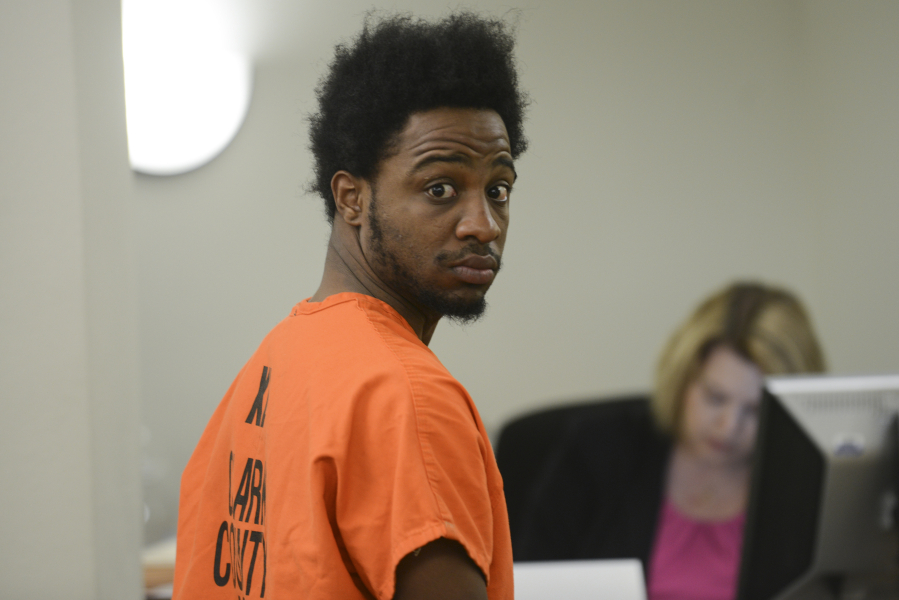 Timar A. Degraffe makes a first appearance May 28, 2015, in Clark County Superior Court in connection with a robbery and stabbing at the VanMall iQ Credit Union.