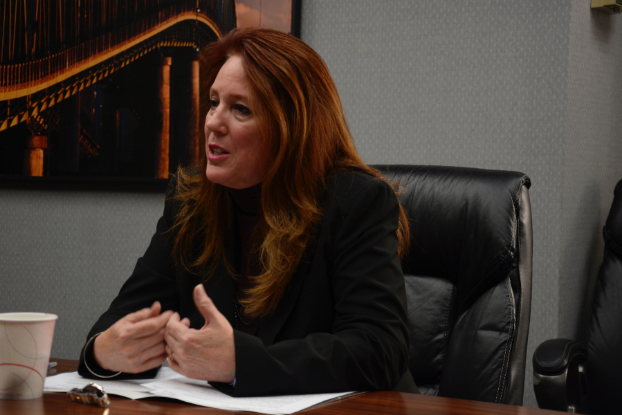 Republican incumbent Kim Wyman, running to retain her position as Washington secretary of state, talks Friday with The Columbian Editorial Board.