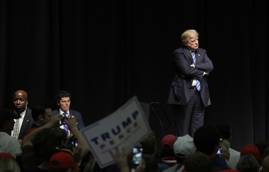 Republican presidential candidate Donald Trump attends a rally Wednesday in Council Bluffs, Iowa.