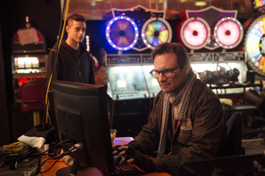 Rami Malek, left, as Elliot, and Christian Slater as Mr. Robot in a scene from television series, &quot;Mr.