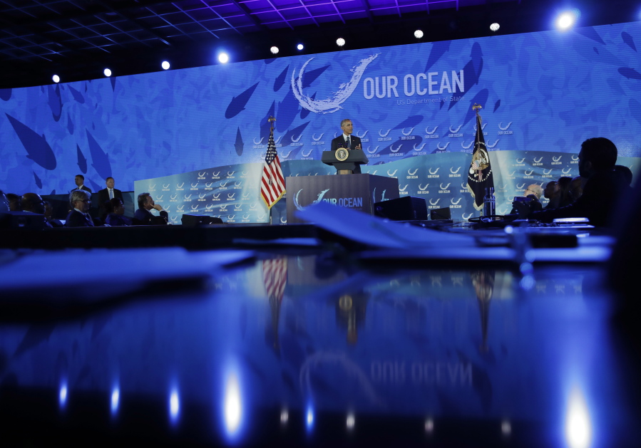 President Barack Obama speaks at the 2016 Our Ocean Conference at the State Department in Washington, Thursday.