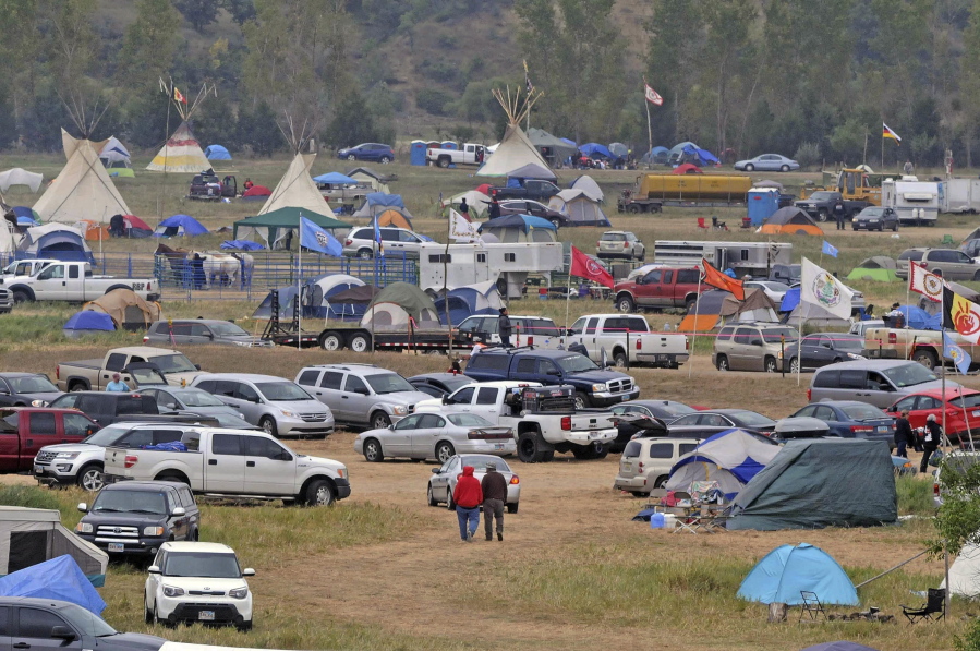 The Sacred Stones Overflow Camp is growing in size and number as more people arrive at the site along North Dakota Highway 1806 and across the Cannonball River from the Standing Rock Sioux Indian Reservation on Monday in Morton County, N.D.