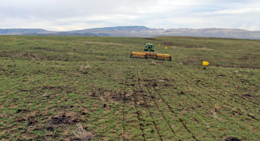 A rangeland drill reseeds an area in 2015 burned by the Soda Fire in southwest Idaho. The federal government&#039;s five-year, $67 million rehabilitation effort following a rangeland wildfire in southwest Idaho and southeast Oregon is entering its second year.