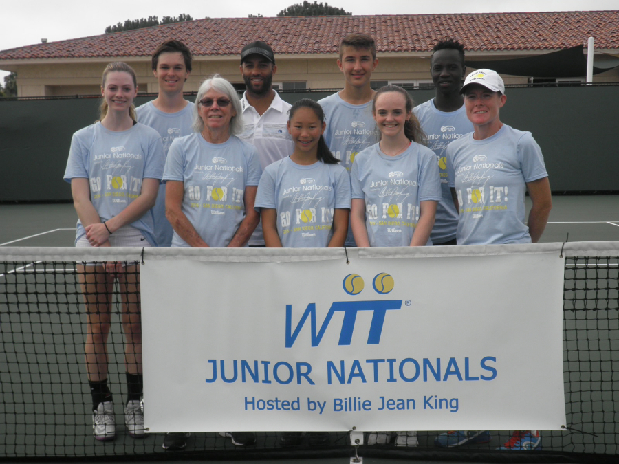 Coached by Club Green Meadows tennis director Nancy Ansboury, third from left, a team representing the Pacific Northwest placed fifth among 16 teams at the World Team Tennis Junior Nationals in San Diego, Calif.