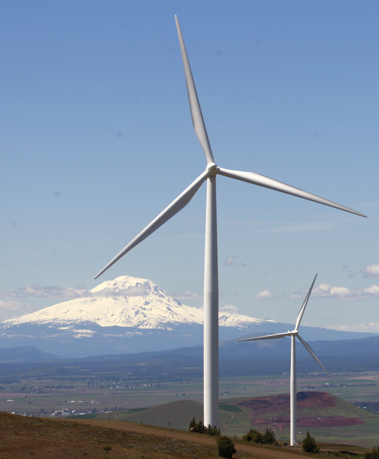 Wind turbines are seen June 3, 2011, in the Columbia River Gorge near Goldendale.
