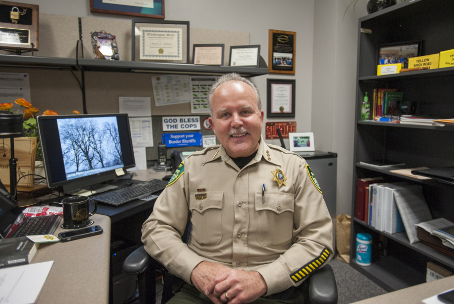 Sheriff Chuck Atkins, seen at his Vancouver office in December, caused concern among Clark County councilors when he outlined how proposed budget cuts would affect programs in his department.