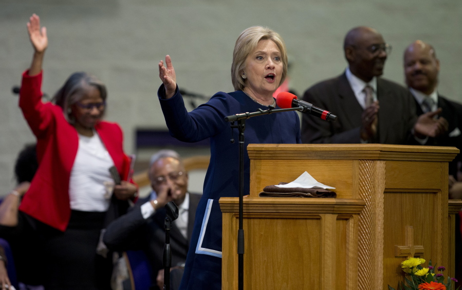 FILE - In this Sunday, March 13, 2016 file photo, Democratic presidential candidate Hillary Clinton speaks during service at Mount Zion Fellowship Church in Highland Hills, Ohio. A key aspect of Methodism _ social justice _ comes into play when looking at Clinton&#039;s life as a public servant, says Stephen Gunter of the Duke Divinity School.