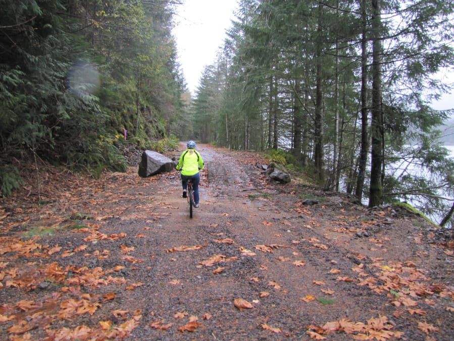 Undersized culverts on the former International Paper Co. road along the upper end of Yale Reservoir have been replaced and the route makes for a nice mountain bike, although its final conversion to a trail is still years away.