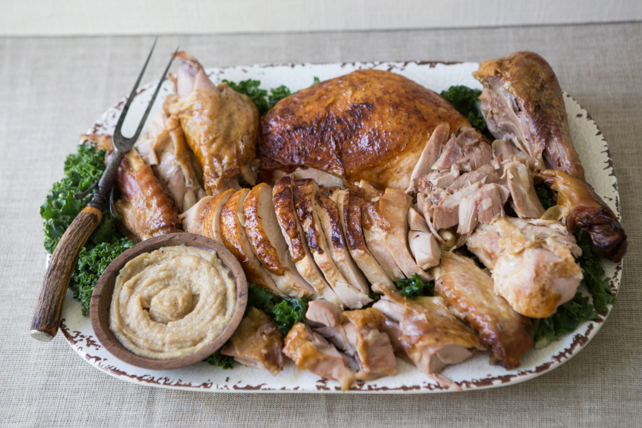 Roast Turkey With Garlic Cream (Jennifer Chase for The Washington Post)