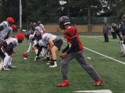 The Camas football team practices on Thursday ahead of its Class 4A state semifinal game against Sumner on Saturday.