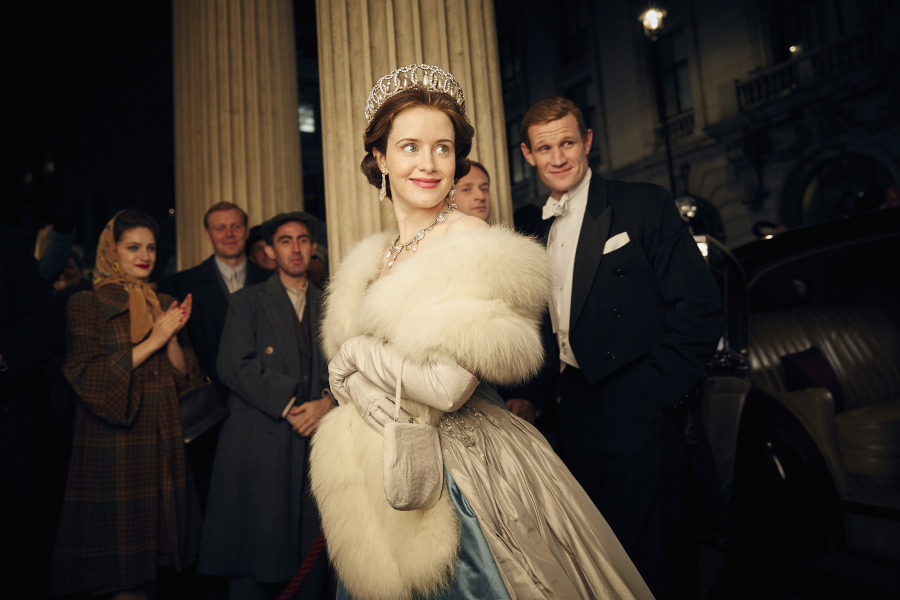 Claire Foy as Queen Elizabeth II and Matt Smith as Philip Mountbatten, Duke of Edinburgh, in Netflix&#039;s &quot;The Crown.&quot; (Robert Viglasky/Netflix)