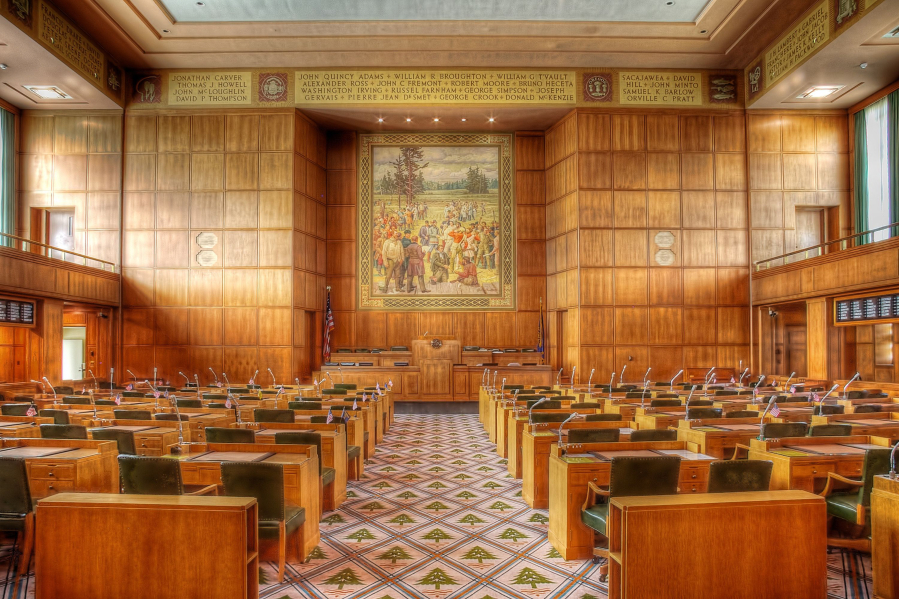 The chamber of the Oregon State House is seen in Salem, Ore.