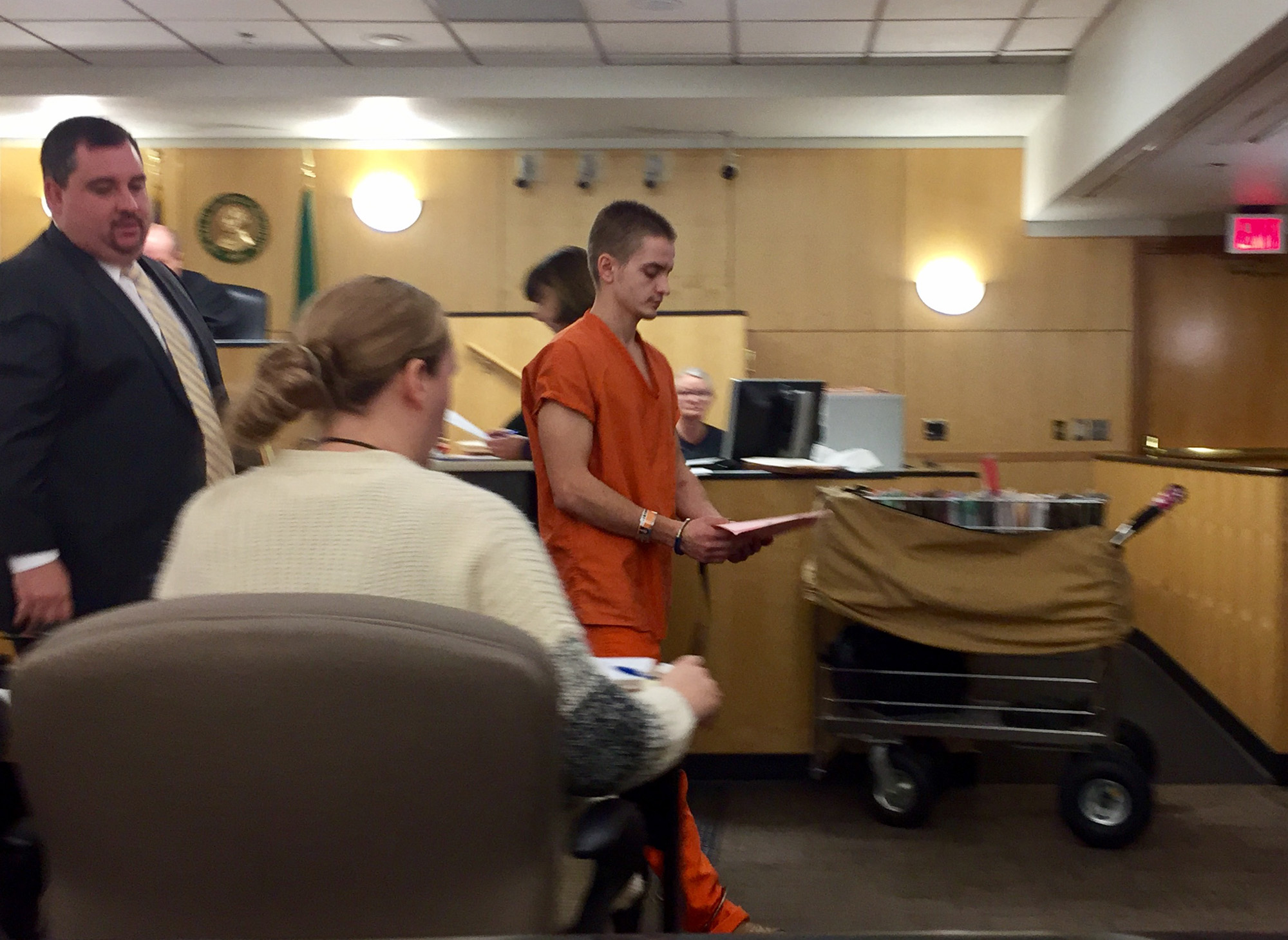 Pavlo Kosmyna of Portland appears Wednesday in Clark County Superior Court in connection with a September shooting at a Vancouver house party.