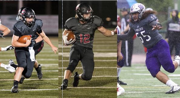 All-league players of the year in the 4A GSHL for football: Camas' Jack Colletto and Michael Matthews and Heritage's White Sosene.