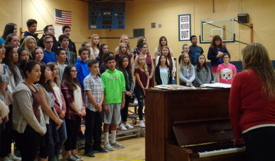 Ridgefield: View Ridge Middle School choir members perform at the school&#039;s Veterans Day assembly on Nov.