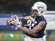 Senior Jeremiah Wright. of Skyview High School football team is seen at a training session at the Kiggins Bowl Vancouver Thursday November 10, 2016.