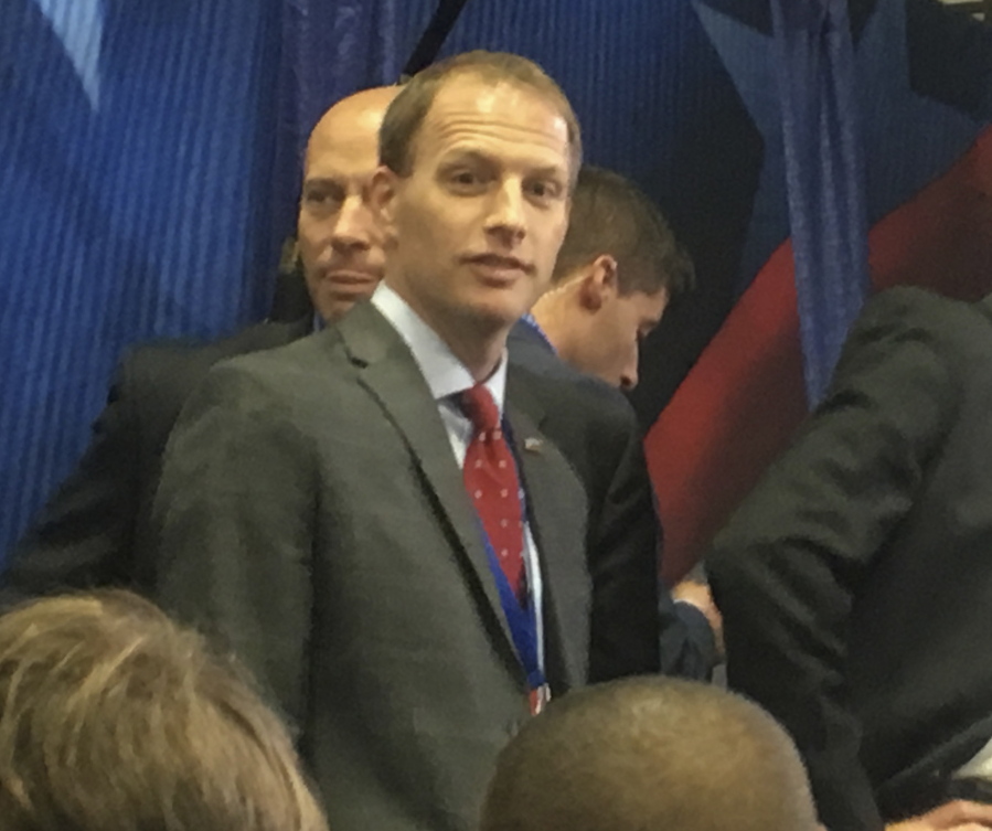 Joshua Pitcock is seen at a campaign event for Republican vice presidential candidate Indiana Gov. Mike Pence in Wisconsin.