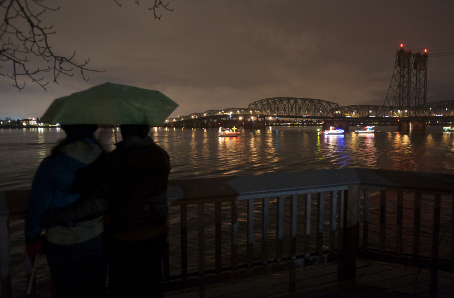 Christmas ships on the Columbia River in 2012.