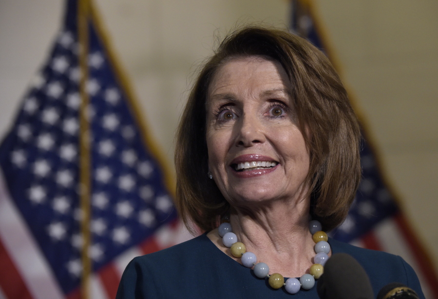 House Minority Leader Nancy Pelosi of Calif., speaks to reporters following the House Democratic Caucus elections on Capitol Hill in Washington, on Wednesday for House leadership positions. Rep. Tim Ryan, D-Ohio, challenged Pelosi, but lost, 134-63.