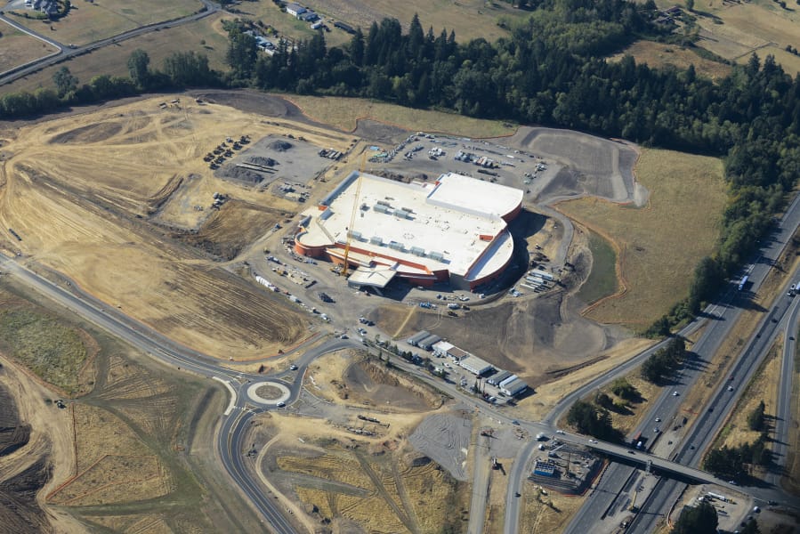 An aerial view of the Cowlitz tribe&#039;s Ilani Casino Resort construction in August. The city is hosting a planning open house to discuss design ideas for the opposite side of the Interstate 5 junction. The Cowlitz tribe is also paying for $32 million in upgrades to the Interstate 5 junction.