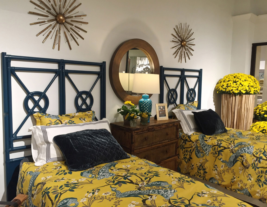 Kenian Furniture, a company known for its rattan and bamboo furniture, featured these twin beds at the Fall High Point Market.