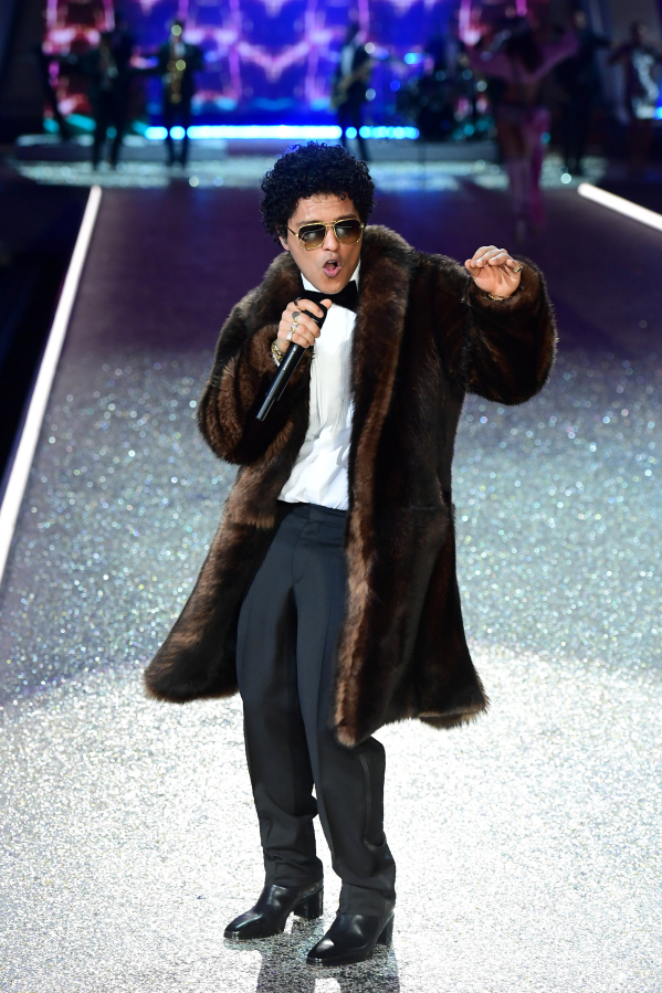 Bruno Mars performs on stage during the Victoria&#039;s Secret fashion show on Nov. 30 held at The Grand Palais in Paris.