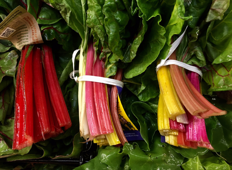 Swiss chard is available in a single or a rainbow of colors and works in mixed containers or flower beds.