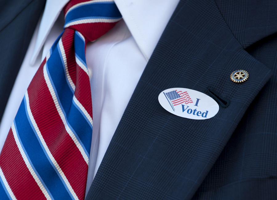 A sticker on his lapel proclaims that Clark County Auditor Greg Kimsey voted Nov. 8.