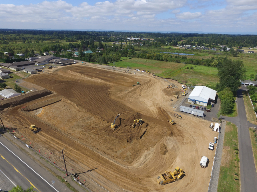 Construction of Hockinson Middle School under way in August.
