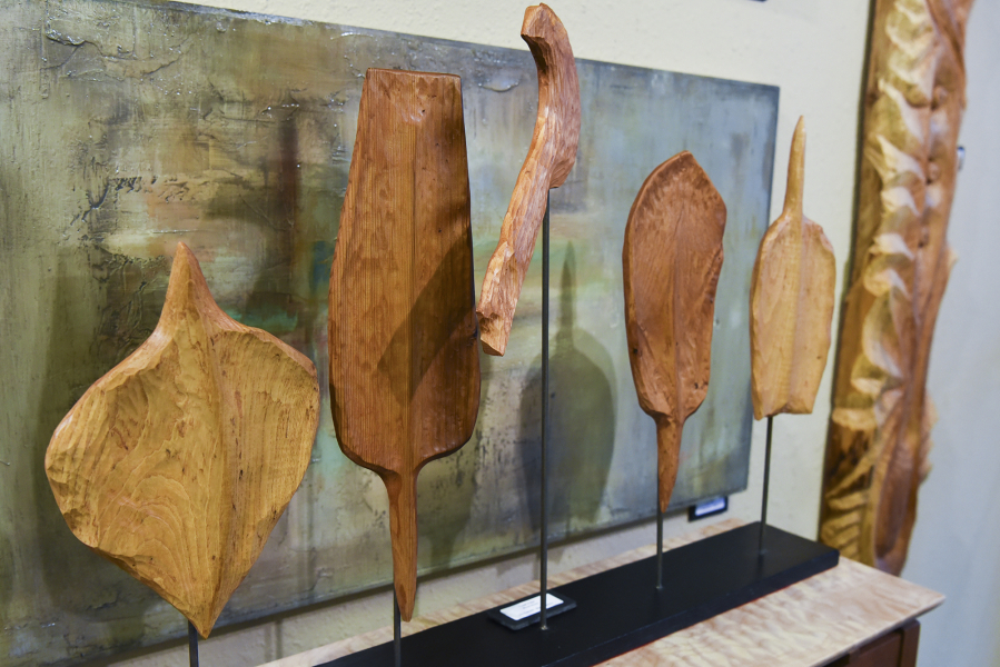 Camas artist Uta Zuendel&#039;s sculpture &quot;Leaf It Be&quot; is seen at the Camas Gallery, where she is the Artist of the Month for December.