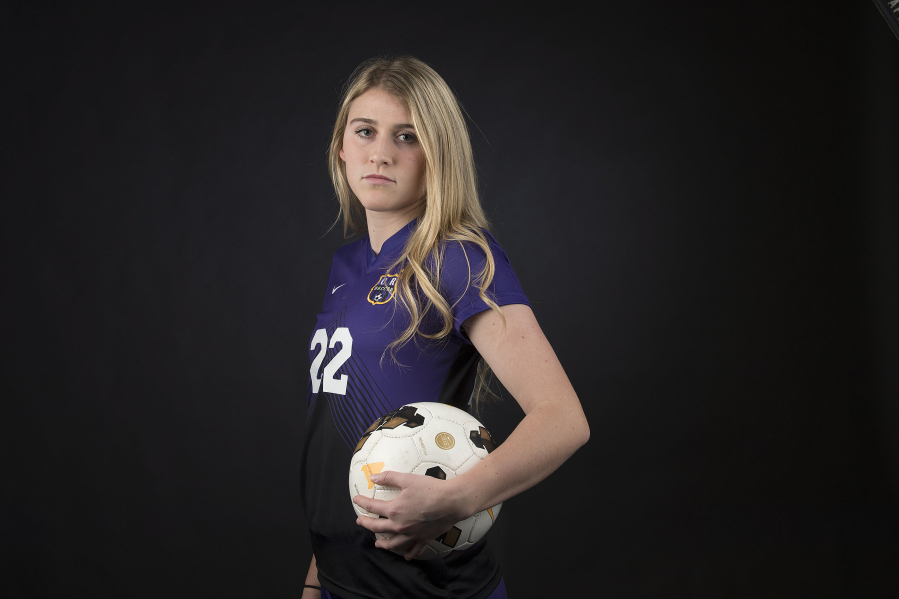 Columbia River&#039;s Ellie Walker, our All-Region girls soccer player of the year, is photographed at The Columbian&#039;s photo studio Wednesday afternoon, Nov. 30, 2016.