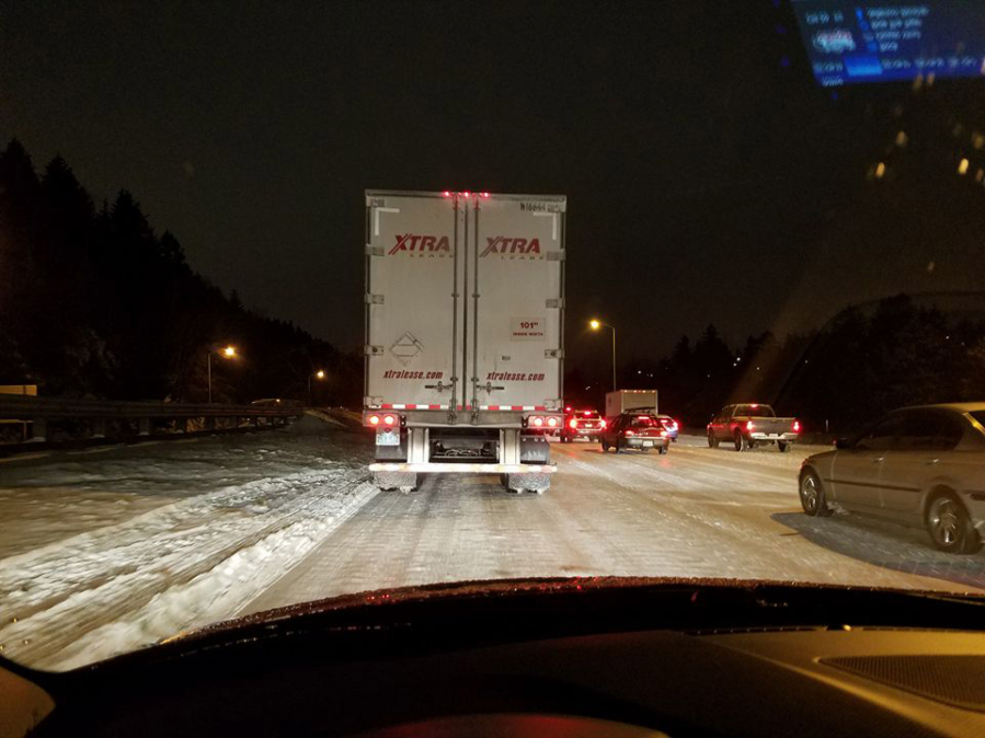 Curtis Sprague&#039;s view while commuting in and out of Portland on Wednesday evening. He said he made the trip to have dinner with his son.