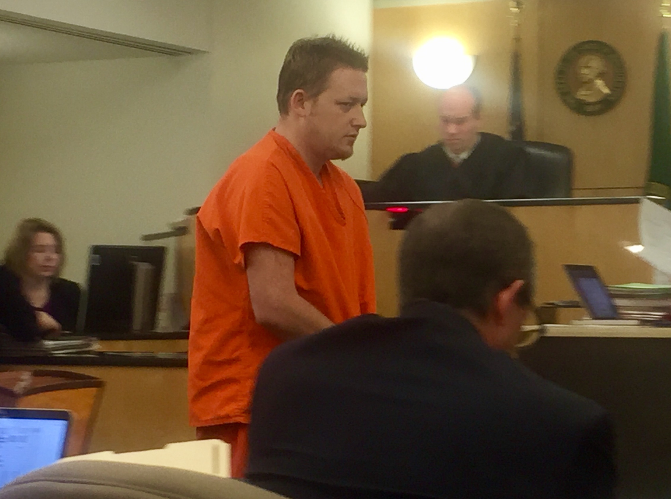 Kyle Holder enters a not-guilty plea by reason of insanity to attempted first-degree domestic violence murder Tuesday in Clark County Superior Court. Holder is accused of beating his 2-year-old daughter nearly to death at a Salmon Creek motel in June.