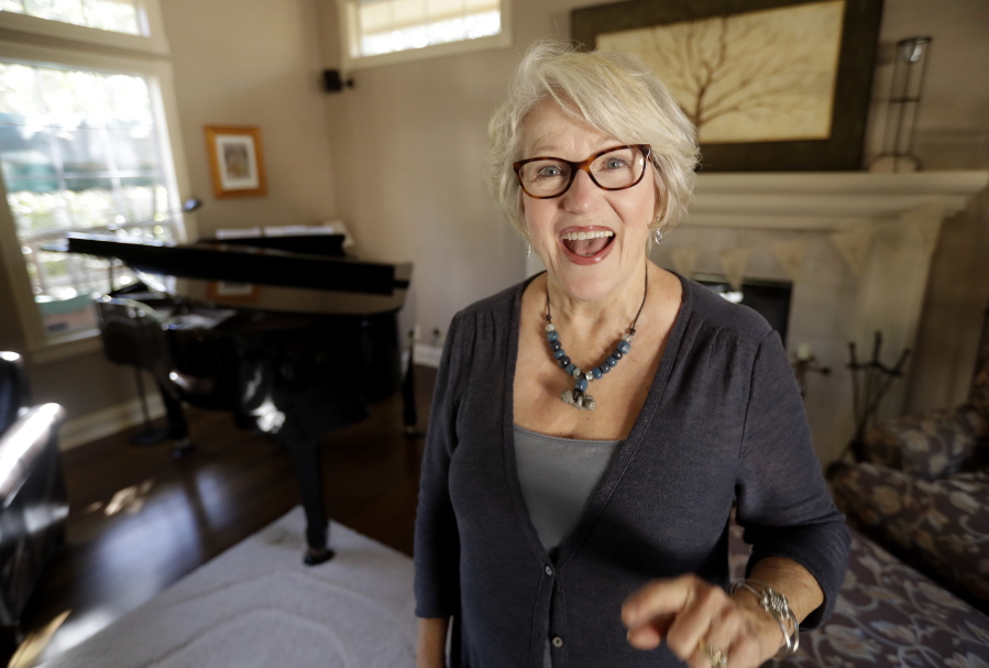 Gayla Peevey, singer of that enduring Christmas classic, &quot;I Want a Hippopotamus For Christmas,&quot; sings in her home Wednesday in La Mesa, Calif.