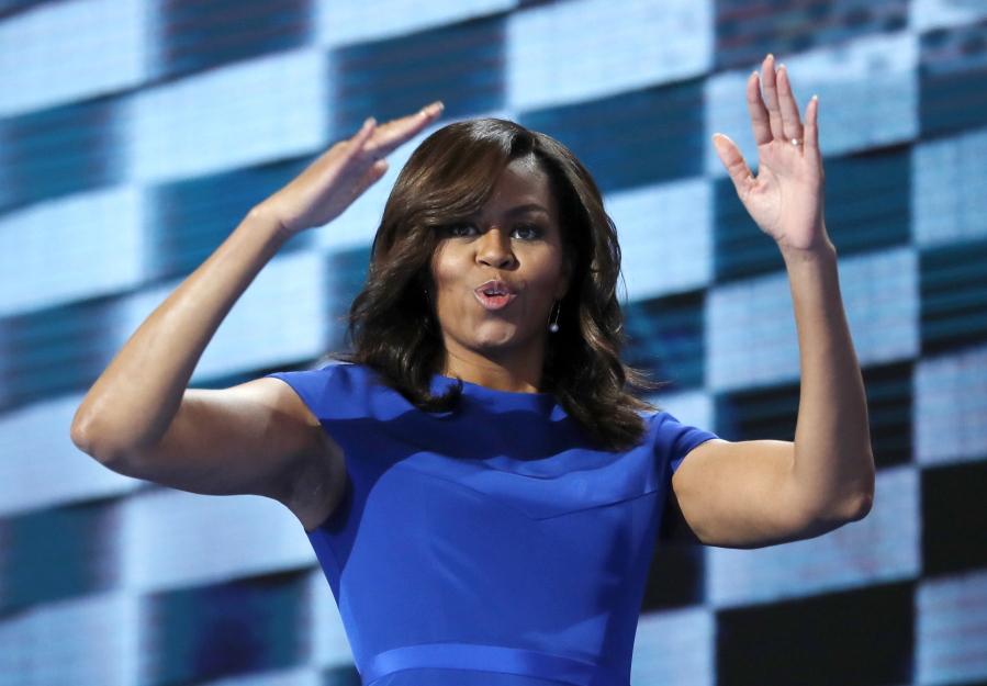 First lady Michelle Obama blows kisses July 25 after speaking to delegates during the first day of the Democratic National Convention in Philadelphia. When Michelle Obama considered the daunting prospect of becoming first lady, she purposely avoided turning to books by her predecessors for guidance.