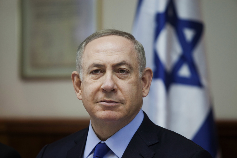 Israeli Prime Minister Benjamin Netanyahu attends a weekly cabinet meeting Sunday in Jerusalem.
