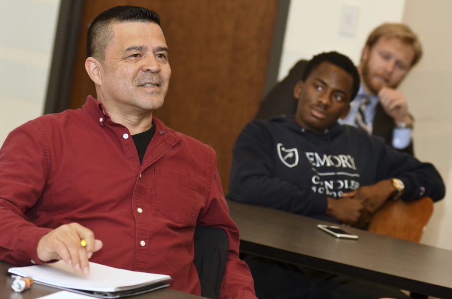 Stanley Ramos participates in Robert Franklin&#039;s class on faith and politics at Emory University in Atlanta. The course required students to volunteer with a political campaign, keep of journal of their experiences and turn in a final paper proposing strategies for healing the divided nation.