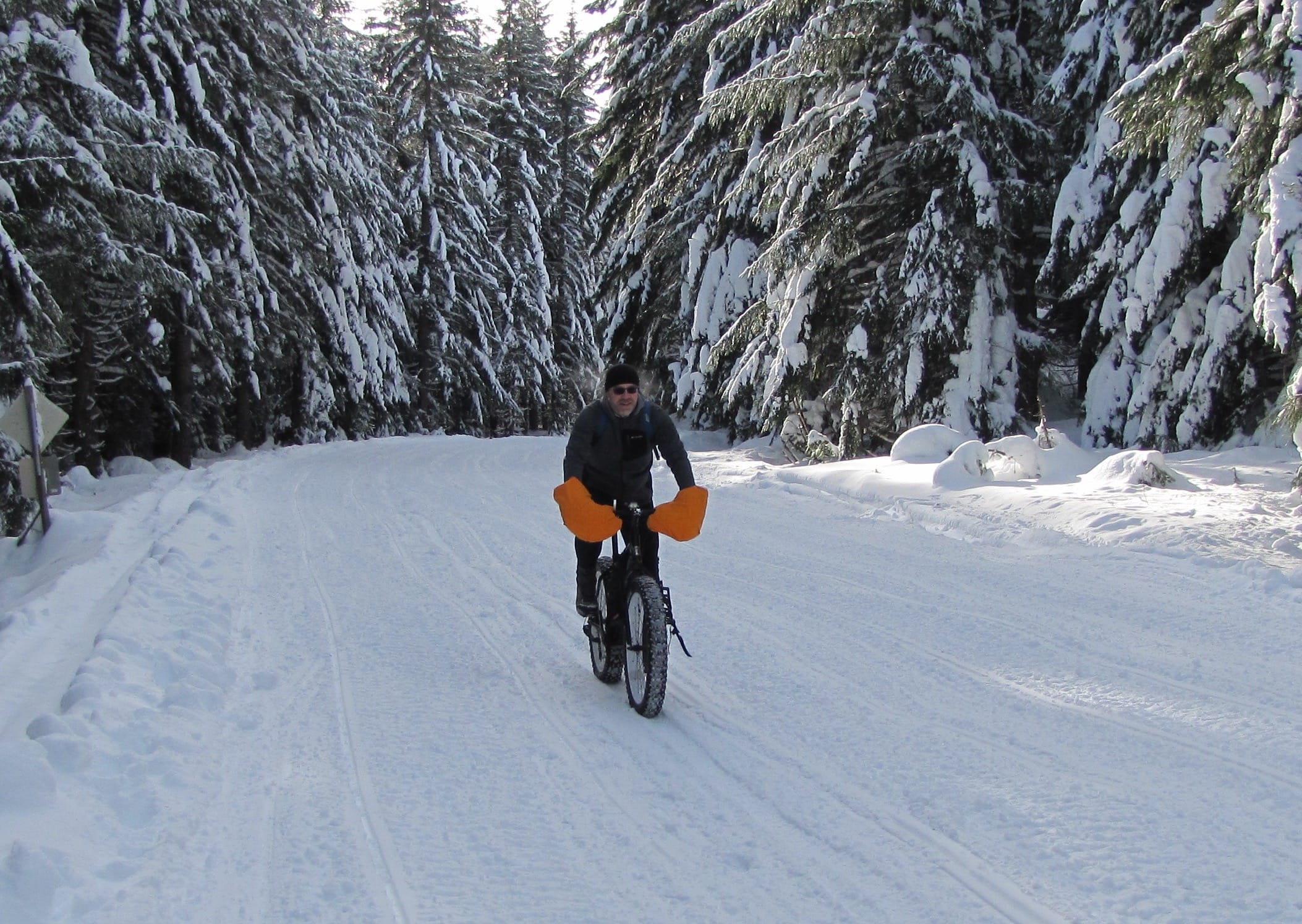 Road No. 83 leading east from Marble Mountain Sno-Park on the south side of Mount St. Helens doubles as a route for fat-tire cycling enthusiasts.