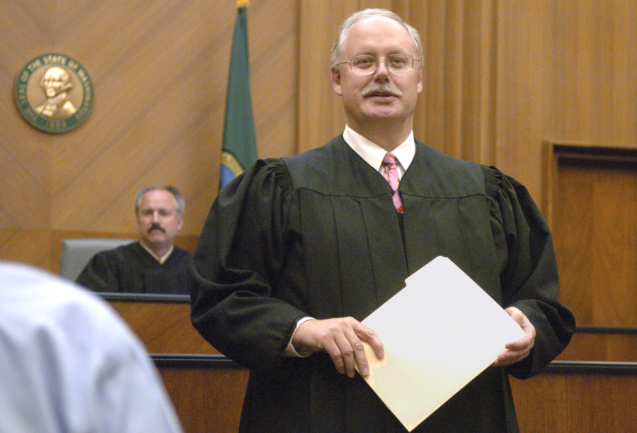 James Swanger being sworn in as a judge in July 2005.
