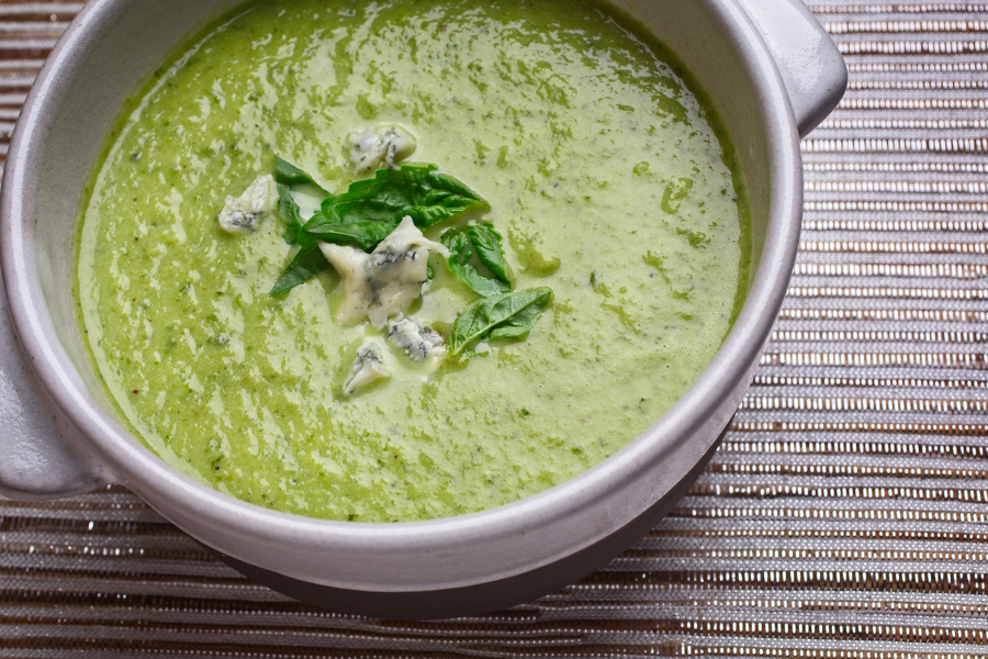 Lettuce and Gorgonzola Soup With Basil.