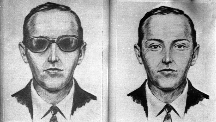Artist's sketch provided by the Federal Bureau of Investigation shows a rendering of the skyjacker known as "Dan Cooper" and "D.B. Cooper," from the recollections of passengers and crew of a Northwest Orient Airlines jet he hijacked between Portland and Seattle on Nov. 24, 1971.