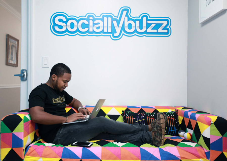 Andre Kay, CEO and founder of Sociallybuzz, a firm that helps small businesses grow using social media and data, on Jan. 4 at the company&#039;s Weston, Fla., office.