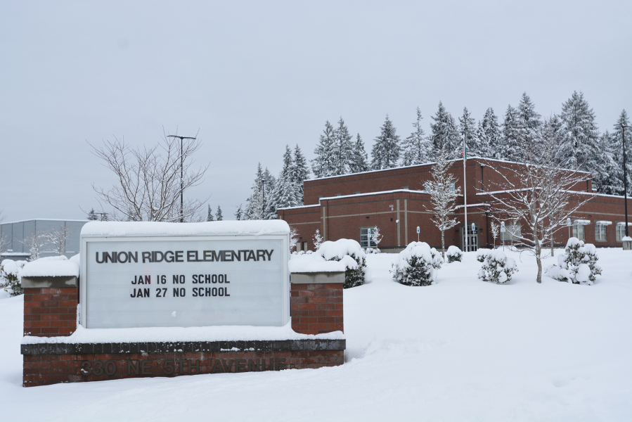 Union Ridge Elementary School covered in snow on Jan. 11.