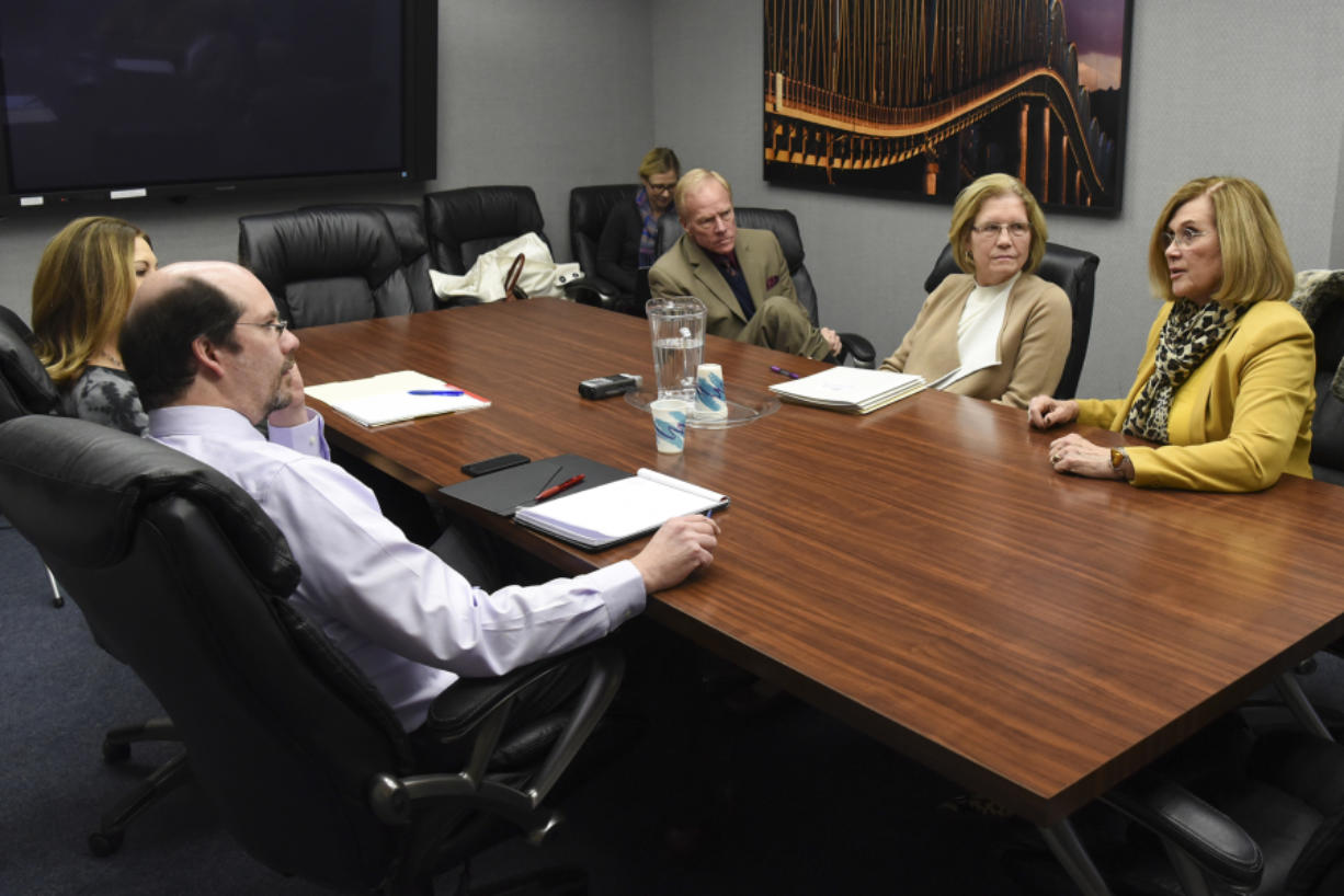 The Columbian&#039;s Editorial Board met with state Rep. Sharon Wylie, D-Vancouver, far right, Bridgeview Housing Executive Director Jan Wichert, center, and state Rep. Paul Harris, R-Vancouver, to discuss the Bridgeview Education and Employment Resource Center project.