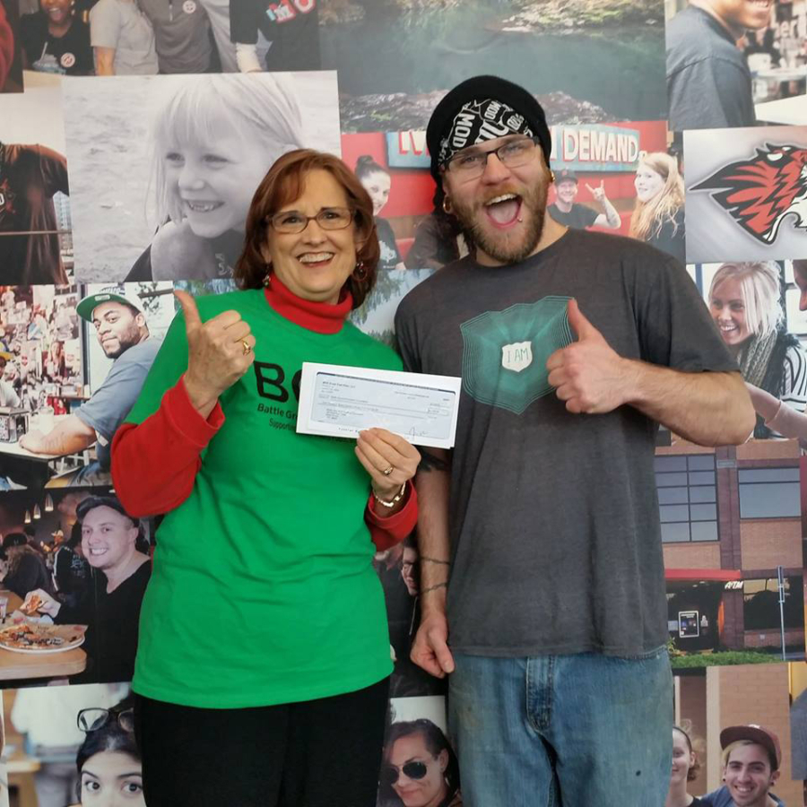 Battle Ground: Since opening, Mod Pizza has formed a partnership with the Battle Ground Education Foundation, and Colleen O&#039;Neal, left, president of the foundation, recently received accepted a $6,902 donation from the restaurant and Cory Hammond, Mod Pizza&#039;s manager.