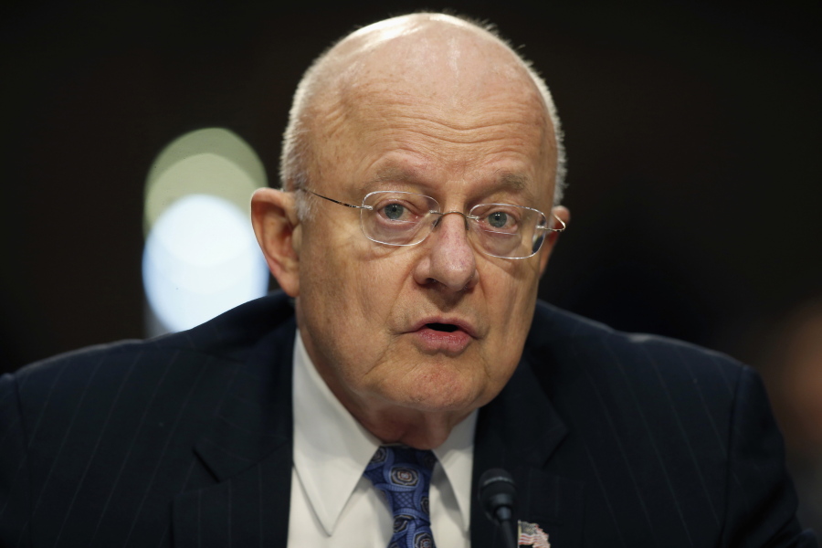 National Intelligence Director James Clapper speaks on Capitol Hill in Washington. Clapper is among top U.S. intelligence officials set to testify on Jan. 5 at a Senate hearing to be dominated by accusations Russia meddled in America&#039;s presidential election to help Donald Trump win.