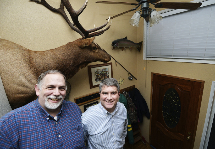 Oregon City councilor Doug Primmer, left, and his brother Pendleton City councilor Dale Primmer pose in their family home in Hermiston, Ore. on Jan. 5, 2017. (E.J.
